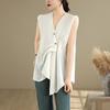 sleeveless oversized vintage blouse Casual loose summer tank tops women button up shirt