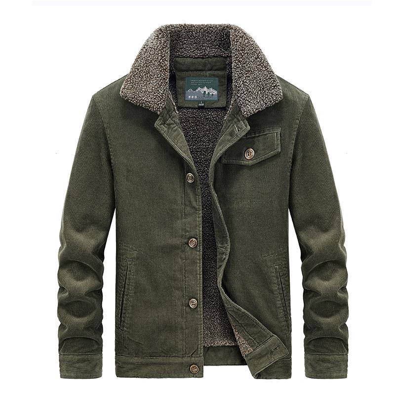 Chaqueta Nueva de Pana de Invierno para Hombre, Abrigo de Algodón Engrosado, Abrigo de Algodón Plus Terciopelo, Ropa de Trabajo de Talla Grande, Chaqueta Acolchada de Algodón con Lana de Cordero