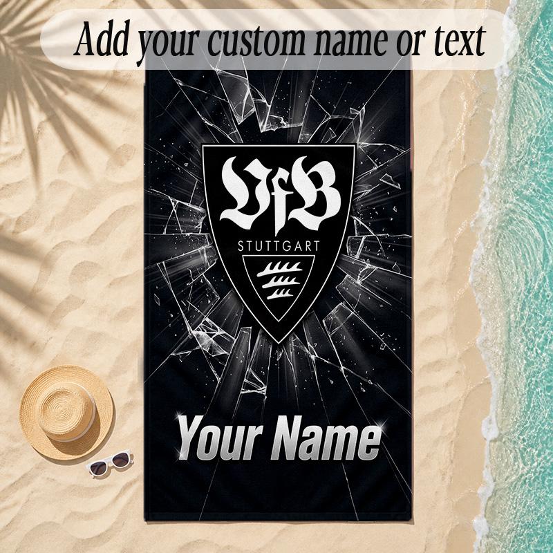 StrandtuchVfB Stuttgart FC Benutzerdefinierter Name Text Personalisierbares Weiches Handtuch für Strand Pool Innenbereich Heimdekoration Geschenk