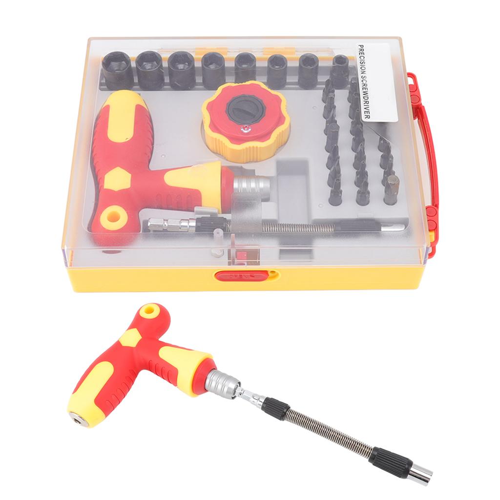 34Pcs Ratchet Screwdriver Set High Hardness Steel Appliances Repair Tool Kit with Extension Rod for