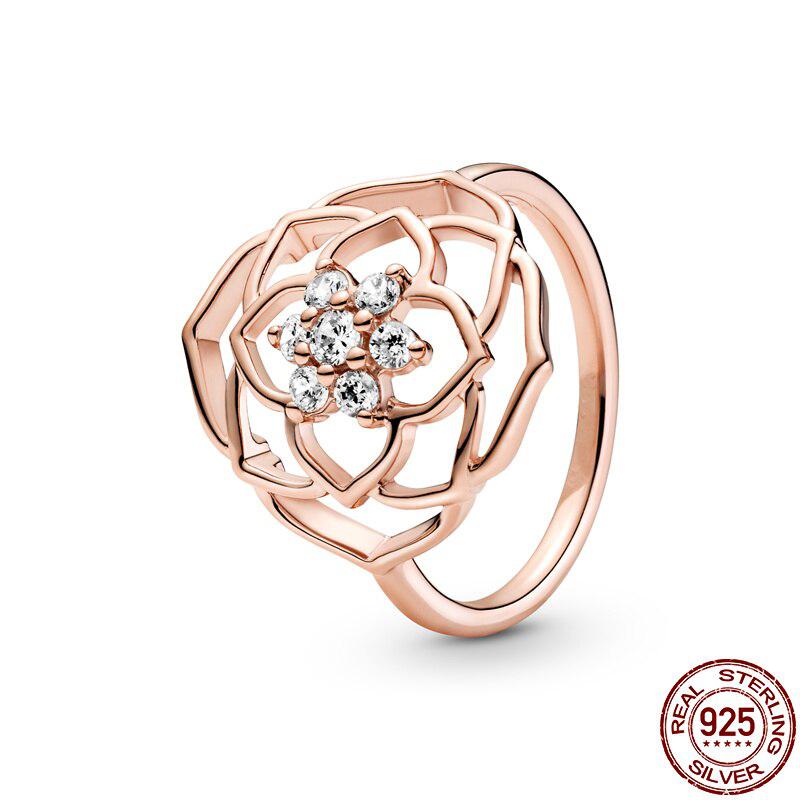 New 100 %925 Sterling Silver Rings Wholesale Popular Flower Lucky Rings For Women Jewelry Making