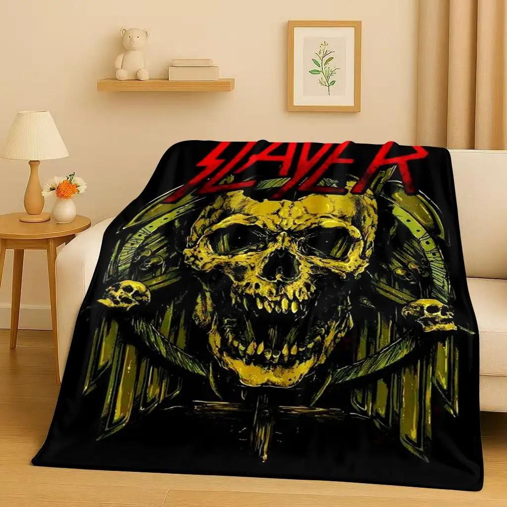 HD Slayer Thrash Metal Rcck Music Band Sign Flannel Blanket,Ultra Soft Warm Plush Throw for Home Bedroom Bed Sofa Cover Gift Kid