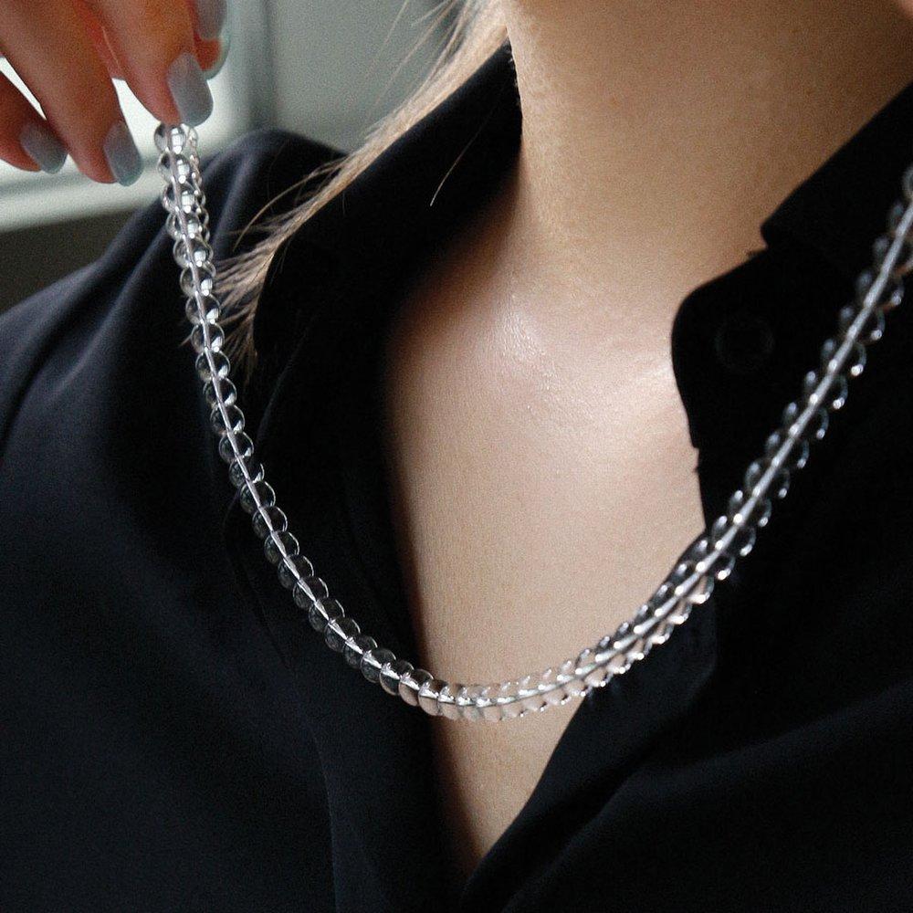 J.Lauren White Crystal Clear Silver Necklace N01230