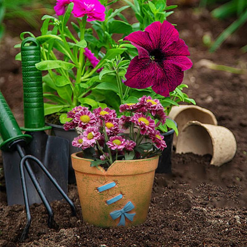 Creative Cartoon Resin Planter Bowknot Sewing Pots For Plants Succulent Vase Containers Bonsai Decor Ornaments For Home