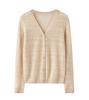 Elegant Women's Cashmere V-neck Cardigan with Hollow Out Design for Autumn/Winter