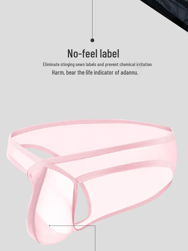 Pánské letní prodyšné trojúhelníkové spodní prádlo z ledového hedvábí s nízkým pasem - Módní, elastické, pohodlné a průhledné.