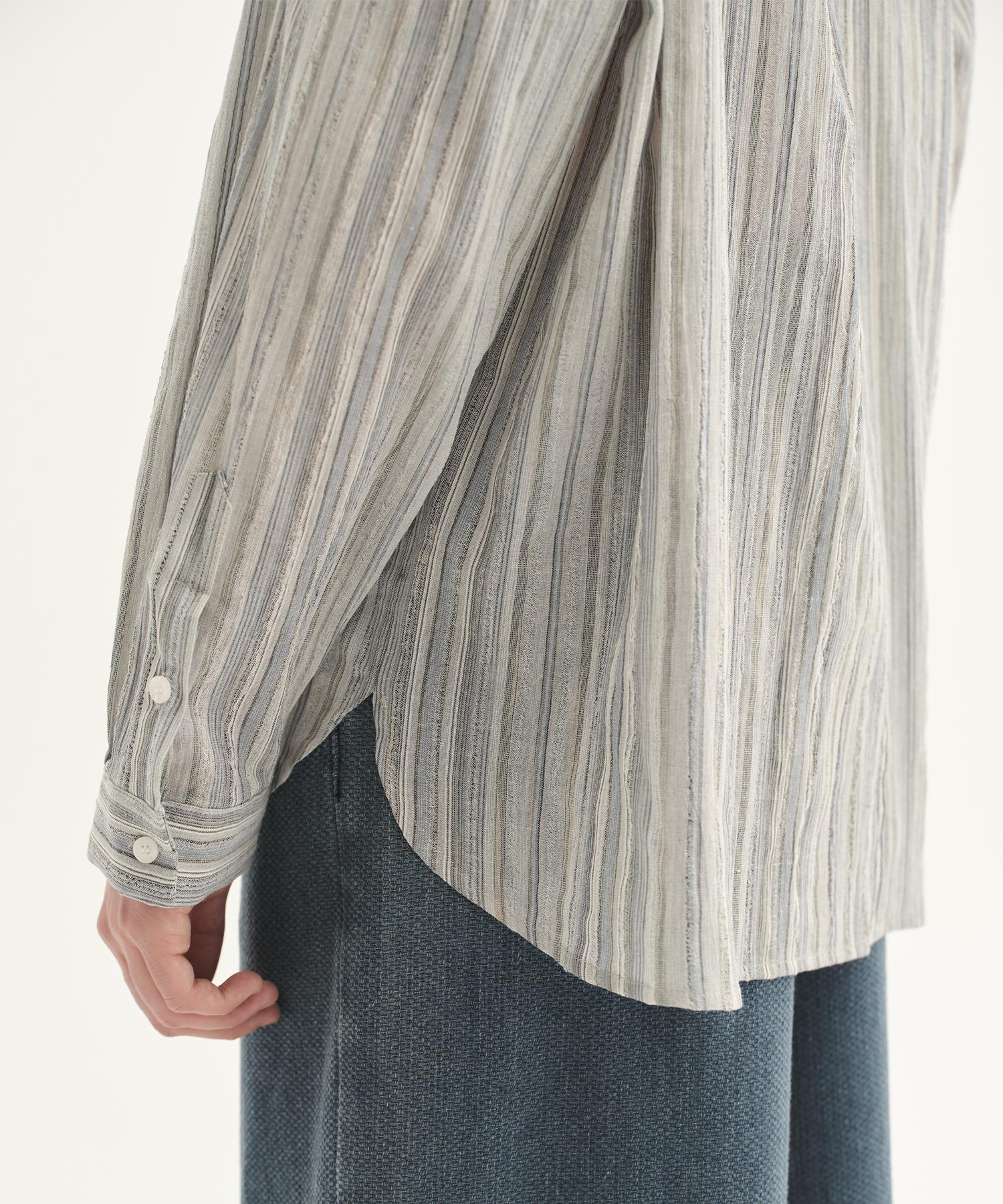 Brilliant Striped Linen Shirt_Gray Grey