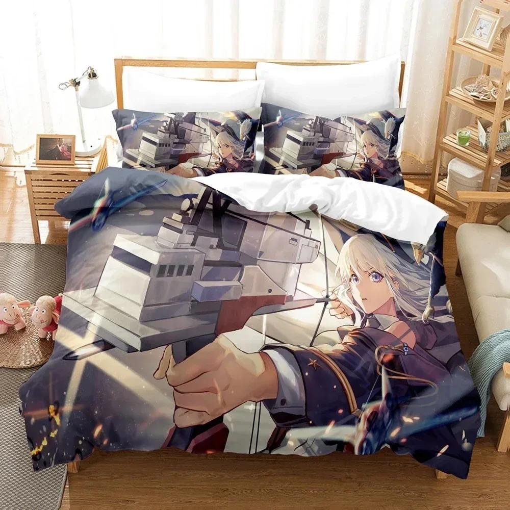 Fashion Anime - Azur Lane Comfortable Duvet Quilt Cover Pillowcase Bedding Set Children Bedroom Decoration Home Textile