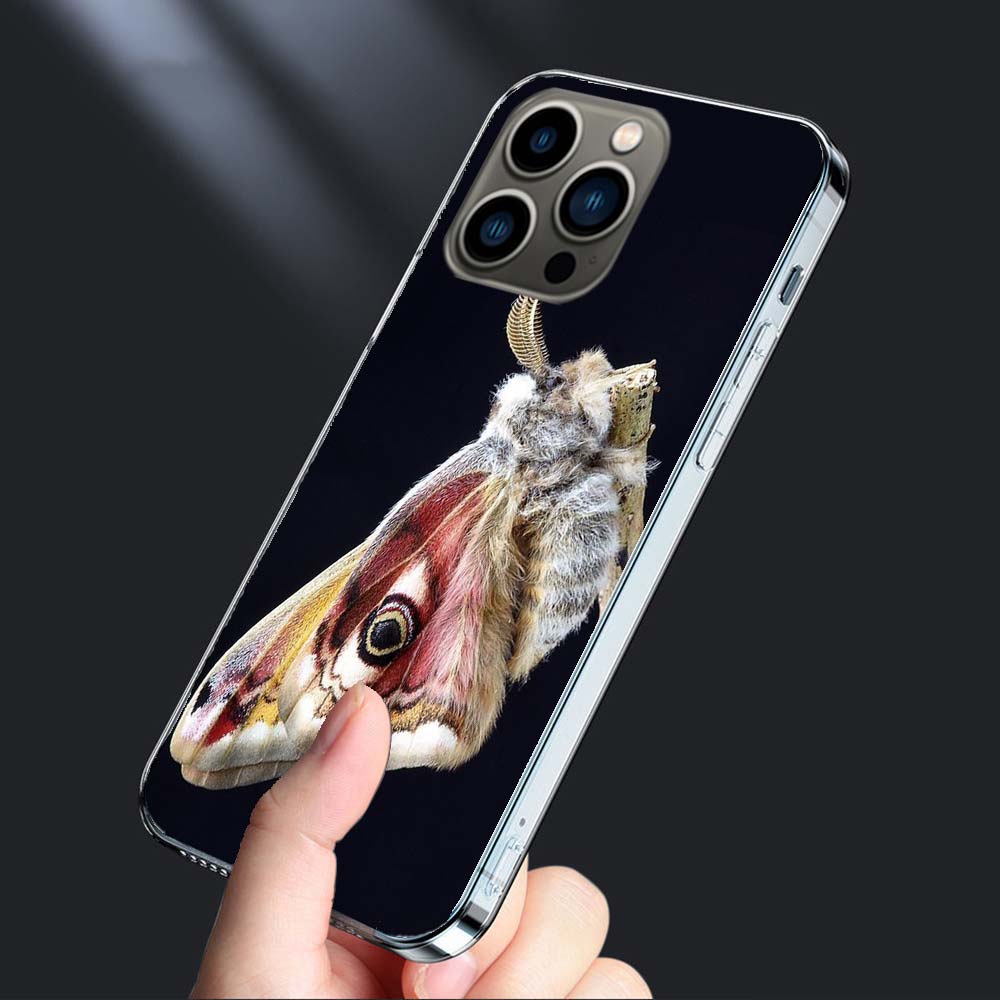 

Moth Macro Phone Case For Iphone 16E 15 Pro 14 Plus 17E 16 17 Pro Max Air 11 12 13 Mini Shockproof Capa Cute Cover TPU Clear iPhone 14 Pro