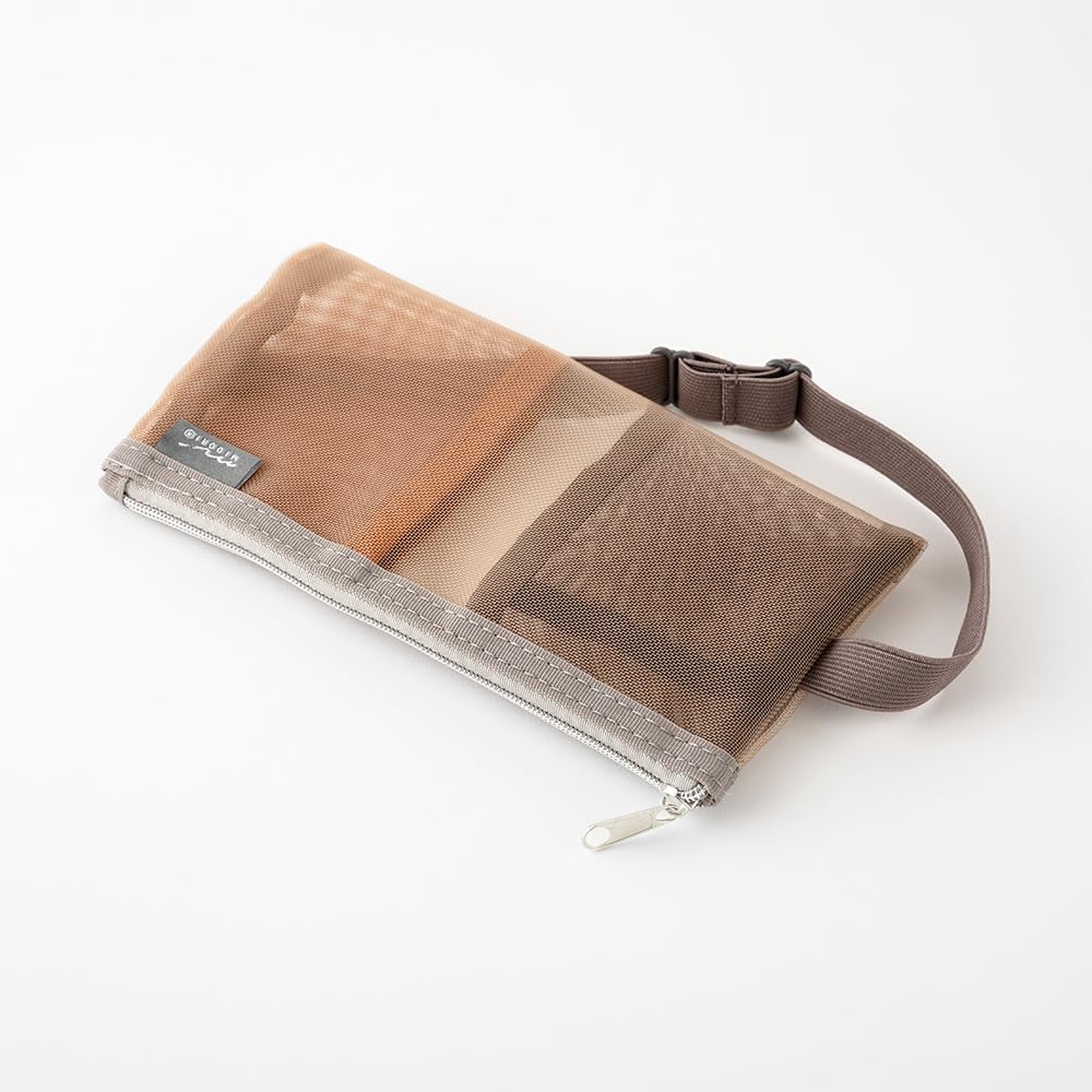 DESIGNPHIL MIDORI Pencil Bookband Pencil Case for 41839006 Case, B6-A5, Mesh, Brown,