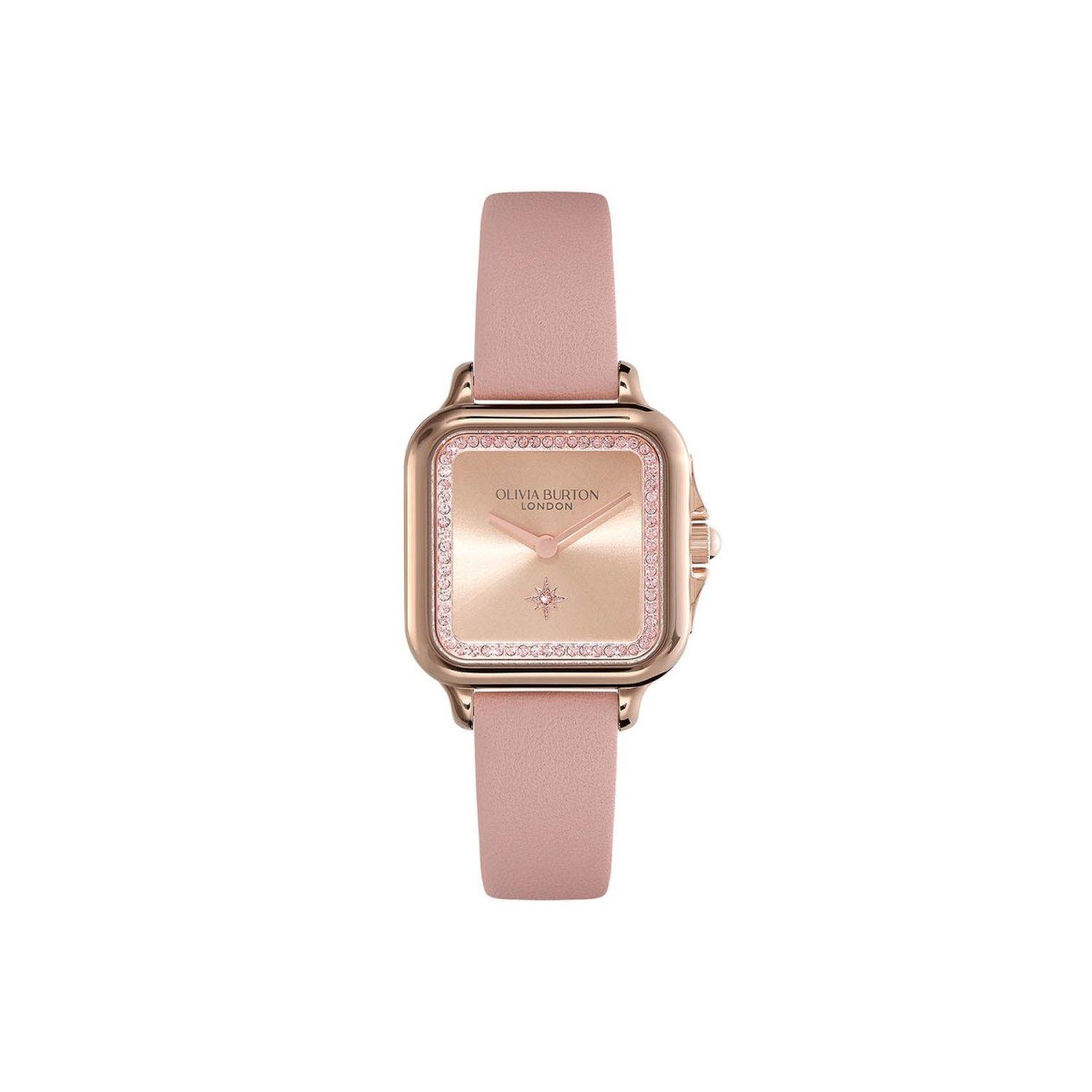 [Olivia Burton] Grosvenor Leather Pink Women s Watch (24000122)
