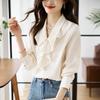 Damen Blusen Hemden 2025 Frühling Langarm Damen Bluse Hemd Umlegekragen Rüschen Chiffon Bluse Hemd Damen Oberteile J830