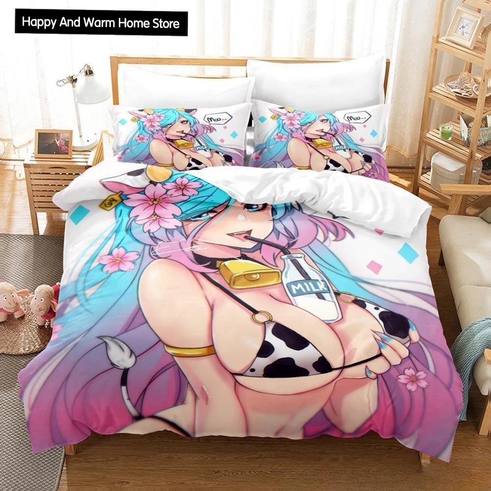 3D Anime Sexy Girls Silvervale Vtuber Bedding Collection Single Twin Full Queen King Size Bed Collection Adult Boys Bedroom Duvet Cover Collections
