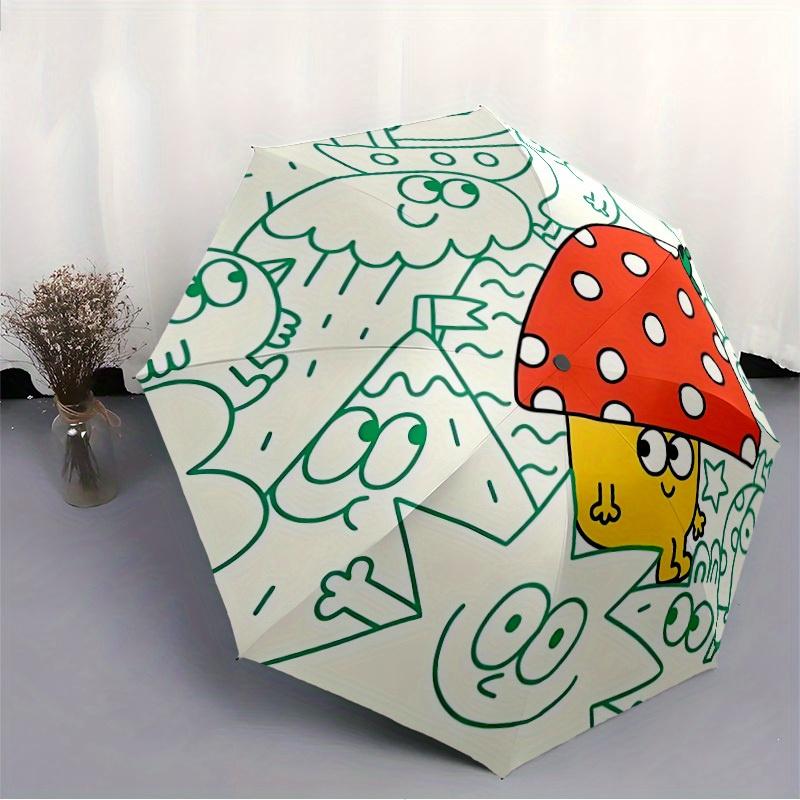 1pc Mushroom Hat Automatic Open/close Folding Umbrella, Compact Portable Travel Umbrella, Perfect Birthday/Christmas, Cute Umbrella, Durable