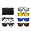 Magnet Clip Square Myopia Sunglasses Men Women With 5 Clip On Sunglasses Polarized Prescription Spectacles 0 -0.5 -0.75 To -6.0