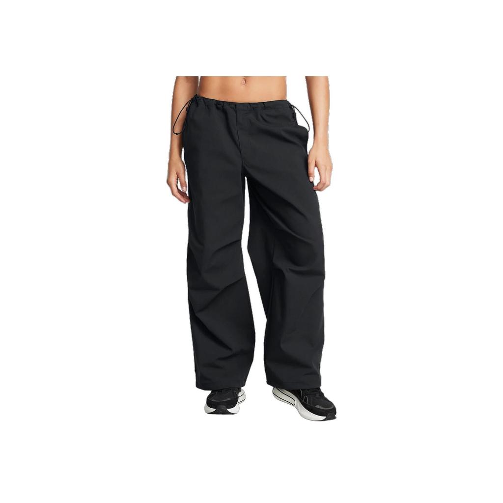 Under Armour Unstoppable Solid Loose Fit Button Design Soft Straight Leg Casual Pants Women bottoms Black 1388856-001