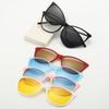 6 In 1 Sets Myopia Sunglasses Women Magnet Sunshade Polarized Clip On Sun Glasses Eyeglasses Frame Come With Glasses Box