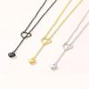 Modern Long Necklace with Heart Pendants Trendy Adjustable Lariat Necklace with Heart Charm Unique Neckchain for Ladies