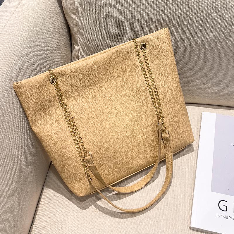 

Средняя сумка-тоут из зернистой кожи личи 2024: Простая и универсальная женская наплечная сумка в корейском стиле хаки