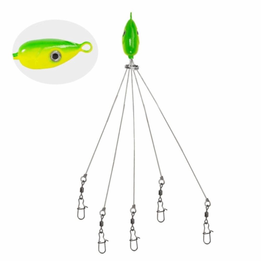 5PCS Stainless Steel Umbrella Fishing Lures 5 Arms Umbrella Rig Fishing Lure Trout Perch Walleye