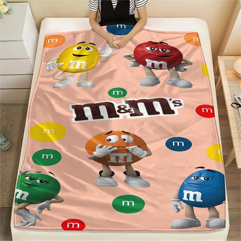 

1PC M&M s Print Flannel Blanket, High quality All Seasons, Home Decor, Warmth and Comfort, Perfect for Christmas Gifts 80cm x 120cm