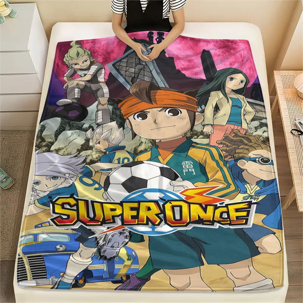 1Pc Inazuma Eleven Soccer Print Flannel Blanket, High Quality Comfortable for All Seasons, Home Decor, Warmth and Comfort, Perfect for Christmas Gifts