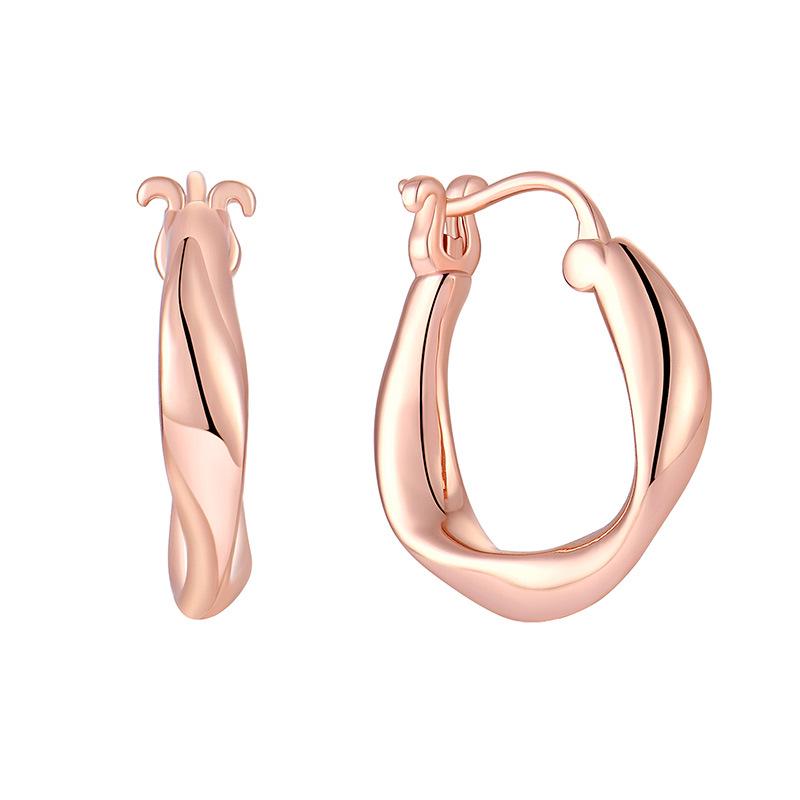 Rose Gold Geometric Irregular S925 Sterling Silver French Style Earrings 925 Silver