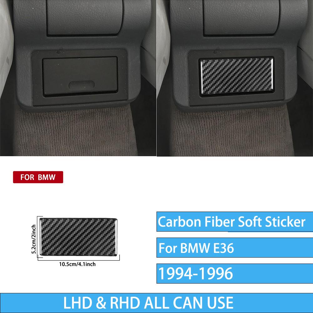 Real Carbon Fiber Car Accessories Rear Center Storage Panel Trim Cover Soft Sticker For BMW E36 3 Series/M3 1994 1995 1996