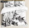 Pine Trees in The Forest Duvet Cover Set Foggy Decorative 3 Piece Bedding Set with 2 Pillow Shams Queen Full Size Warm Taupe