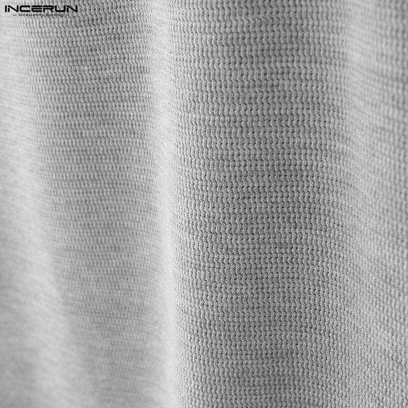 INCERUN Autumn Spring Men O-neck Long Sleeve Texture Casual Pullover T-shirts Tops