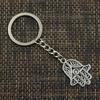 Fashion 30mm Key Ring Metal Key Chain Keychain Jewelry Antique Silver Color Fatima Hand Hamsa Palm Protection 33x25mm Pendant