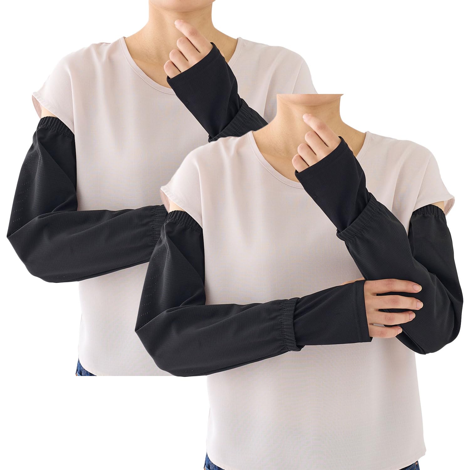 

Arm Covers of Cool Magic 60cm Length to Upper Loose Fit UV Protection Cool Feeling Moisture Wicking Quick Drying CGX762 Black One Size [Gunze] Set 2 чёрный