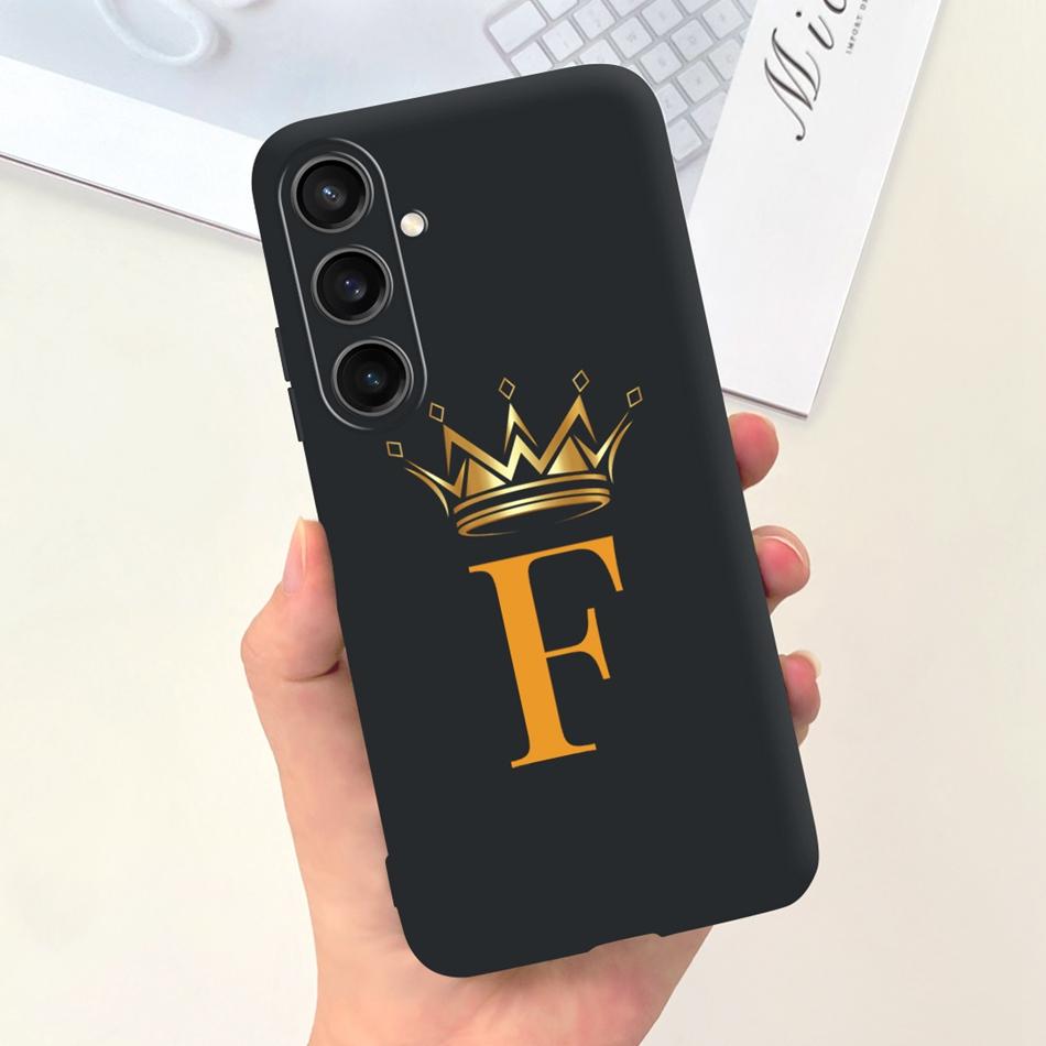 For Samsung Galaxy A15 Fashion Crown Sakura Initial Letter Case For Samsung A15 SM-A155F A 15 4G Soft Silicon Phone Bakck Cover