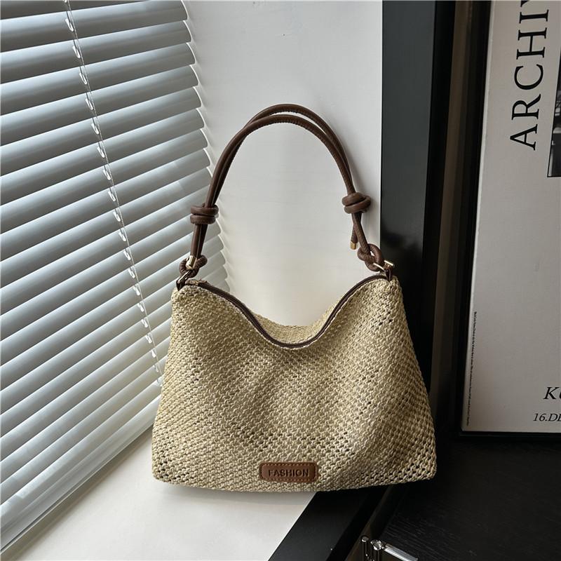 Summer lightweight casual weaving versatile simple solid color beautiful single shoulder underarm tote bag women