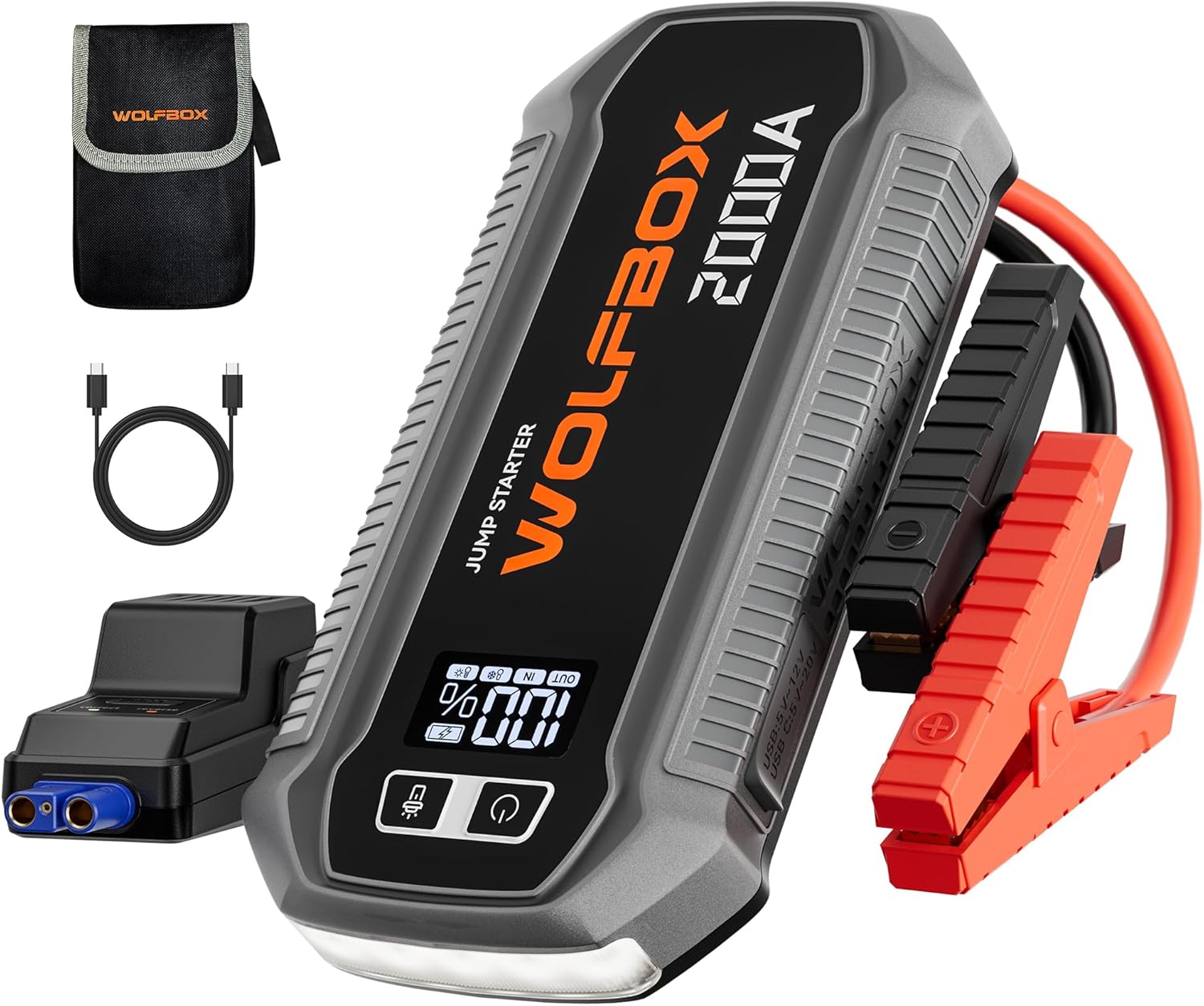 Пуско-зарядное устройство MV24 4000A, портативный аккумулятор 12V 24000mAh с зарядным устройством 65W и светодиодным дисплеем