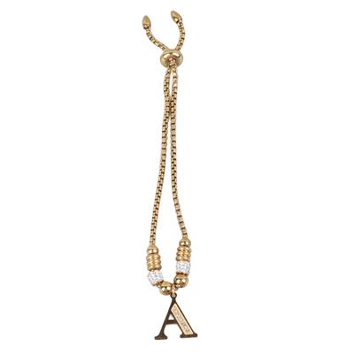 A Letter Bracelet Gold Color Elegant French Style Steel Initial Bracelet for Women Party