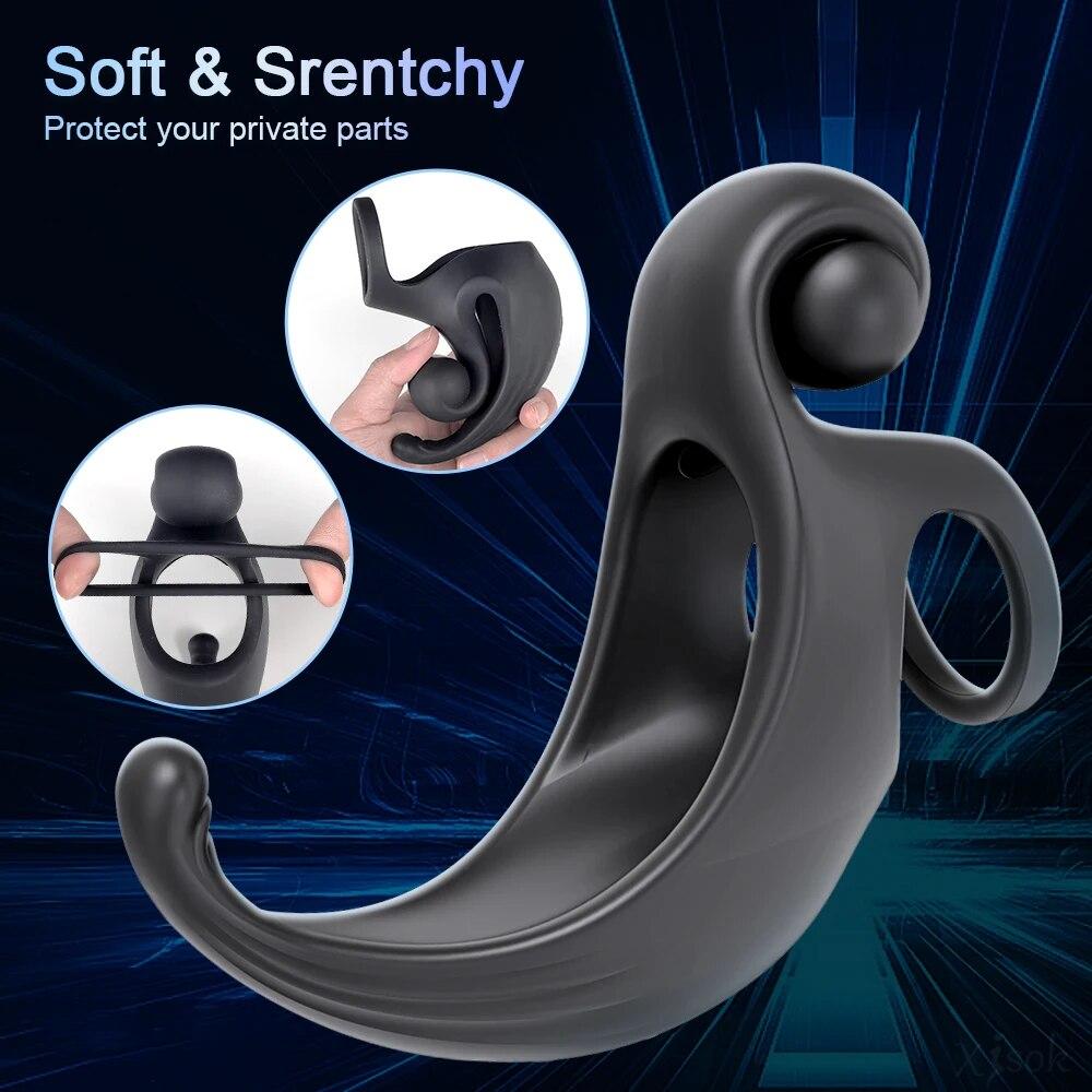 Male Penis Rings Vibrator Cock Ring for Men Ejaculation Delay Remote Control Penis Vibrator Perineum Stimulator Adults Sex Toy 18+