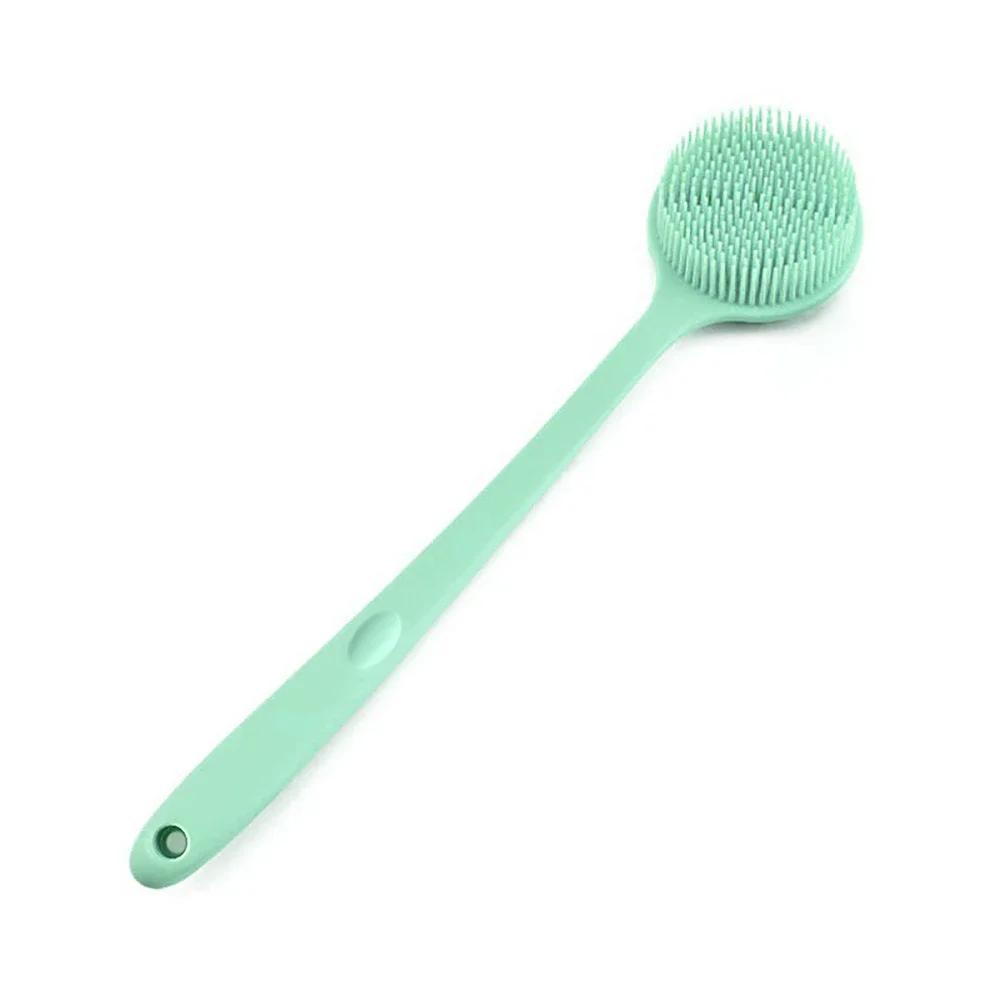 Double-Sided Silicone Brush Body Bath Shower Brush Long Handle Bathing Massage Back Body Exfoliating Scrub Skin Body Scrub Brush