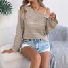 Early Autumn Hollow Out Long Sleeve Knit Sweater Casual Loose Outerwear Women's Clothing