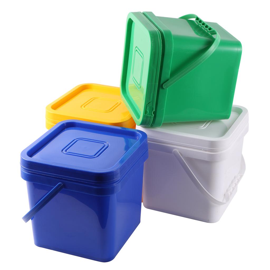 5L Quail Chicken Drinking Bucket With Drinking Cup Portable Thickened Bucket With Lid Square Pet Food Storage Plastic Bucket