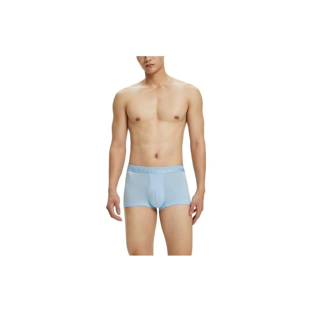 Calvin Klein Logo Comfortable Low Rise Solid Color Boxer Briefs Men Underwear Light-Blue NB2974-CYT