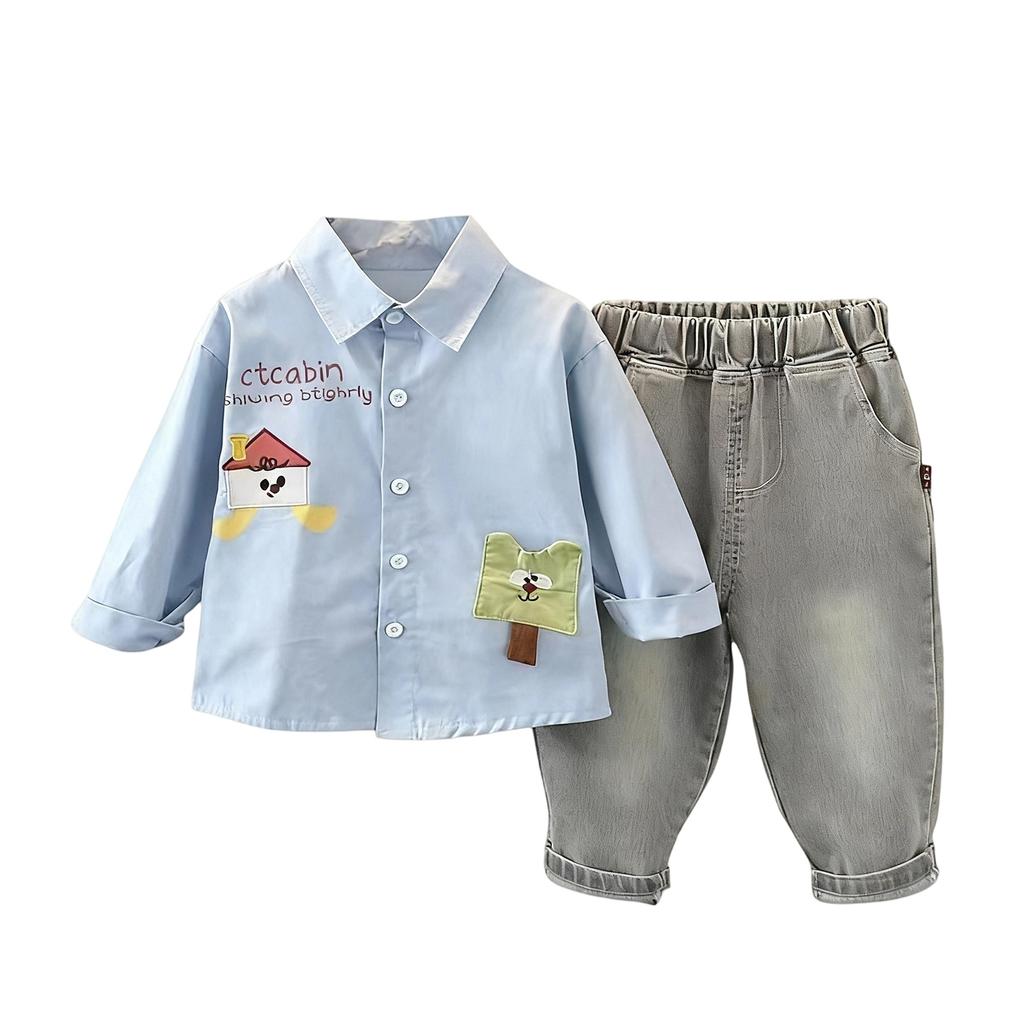 Kids Casual Long-Sleeve Set, Comfortable Daily Wear Outfits