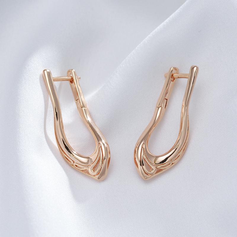 Fashion Glossy Dangle Earrings  Rose Gold Unique V Shape Earrings For Women High Quality Daily Fine Jewelry