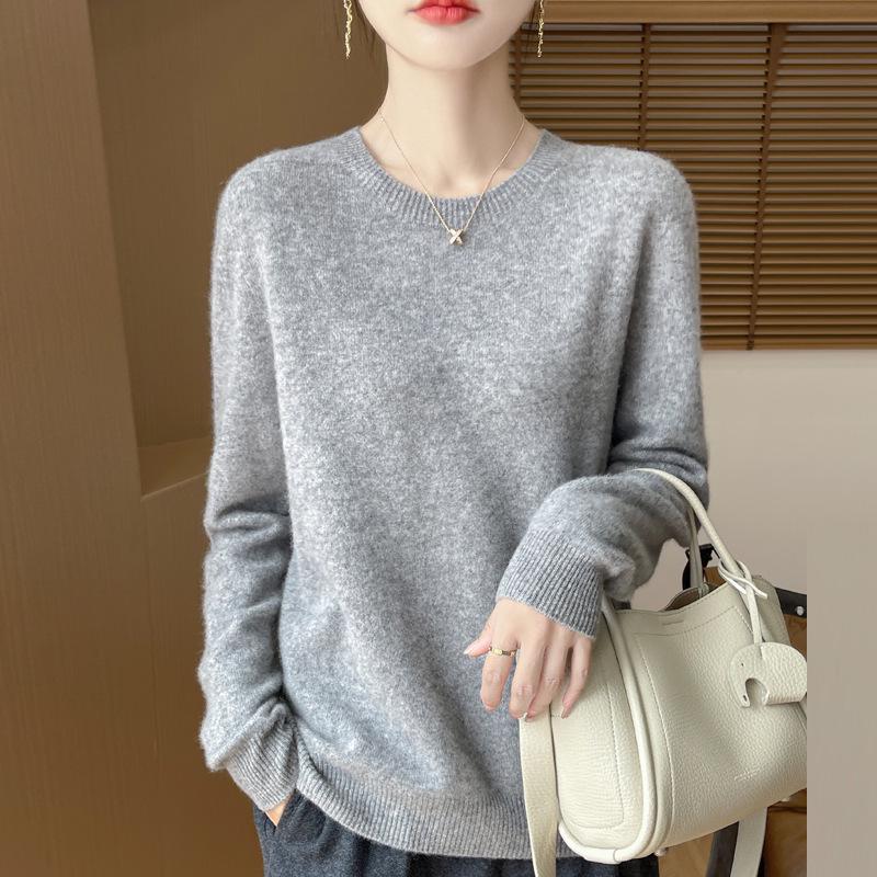 

Женский пуловер из 100% шерсти без швов с круглым вырезом, Осень/Зима 2025 M