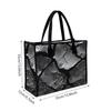 Gray Cracked Pattern Tote Bag Portable Daily Use Shopping Handbag Trendy Casual Large Capacity Carry Pouch