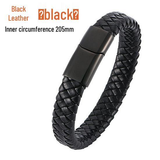 Men's Retro Genuine Leather Bracelet with Magnetic Buckle
