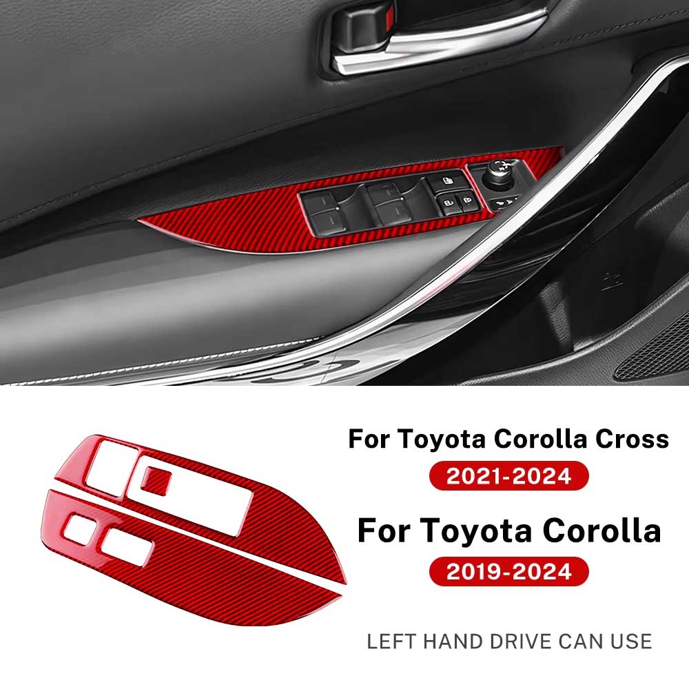 For Toyota Corolla 2019 2020-2025 2025 Corolla Cross 2025-2025 Real Soft Carbon Fiber Sticker LHD RHD Car Window Button Panel