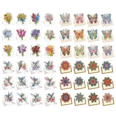 12pcs Flower Butterfly DIY Diamond Art Greeting Cards with Envelopes Diamond Painting Cards for Birthday Thank You Friendship