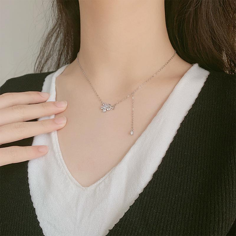 S925 Korean Flower Tassel Necklace - Fresh, Sweet Fairy Style