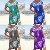 Ethnic Style Short Sleeve Floral Print A Line Dress For Summer Casual Wear